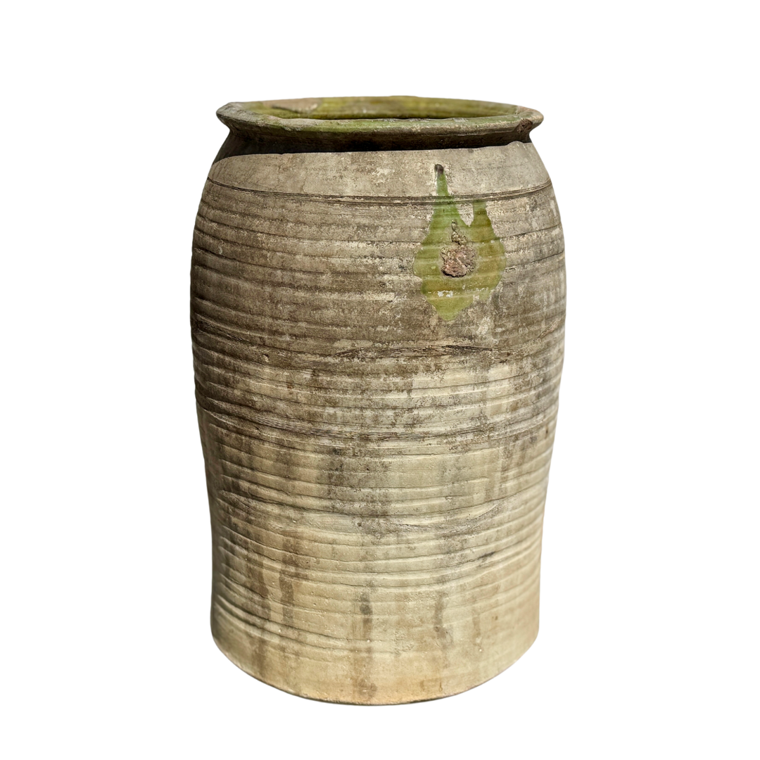 Pot à huile d'olive espagnol vintage avec détails striés