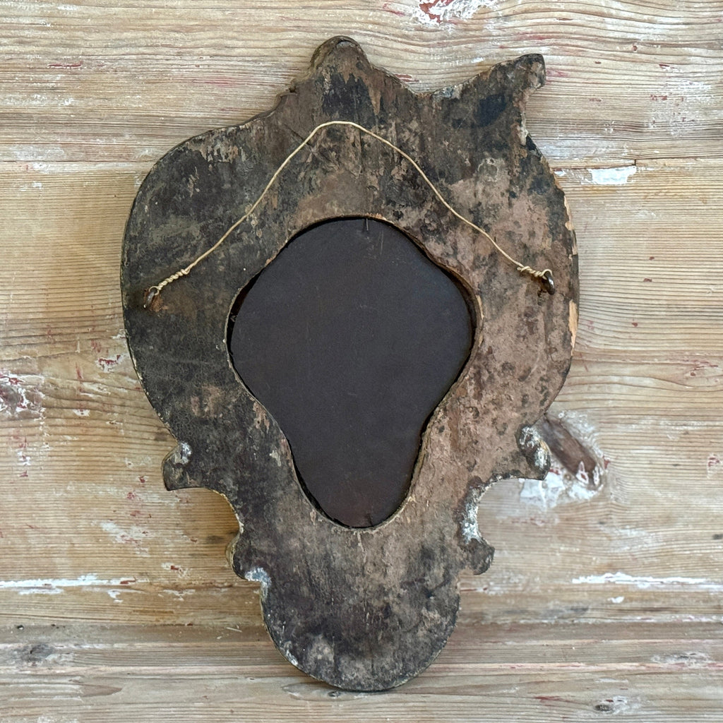 Miroir à cadre en bois belge avec traces de peinture dorée, vers 1800-1850