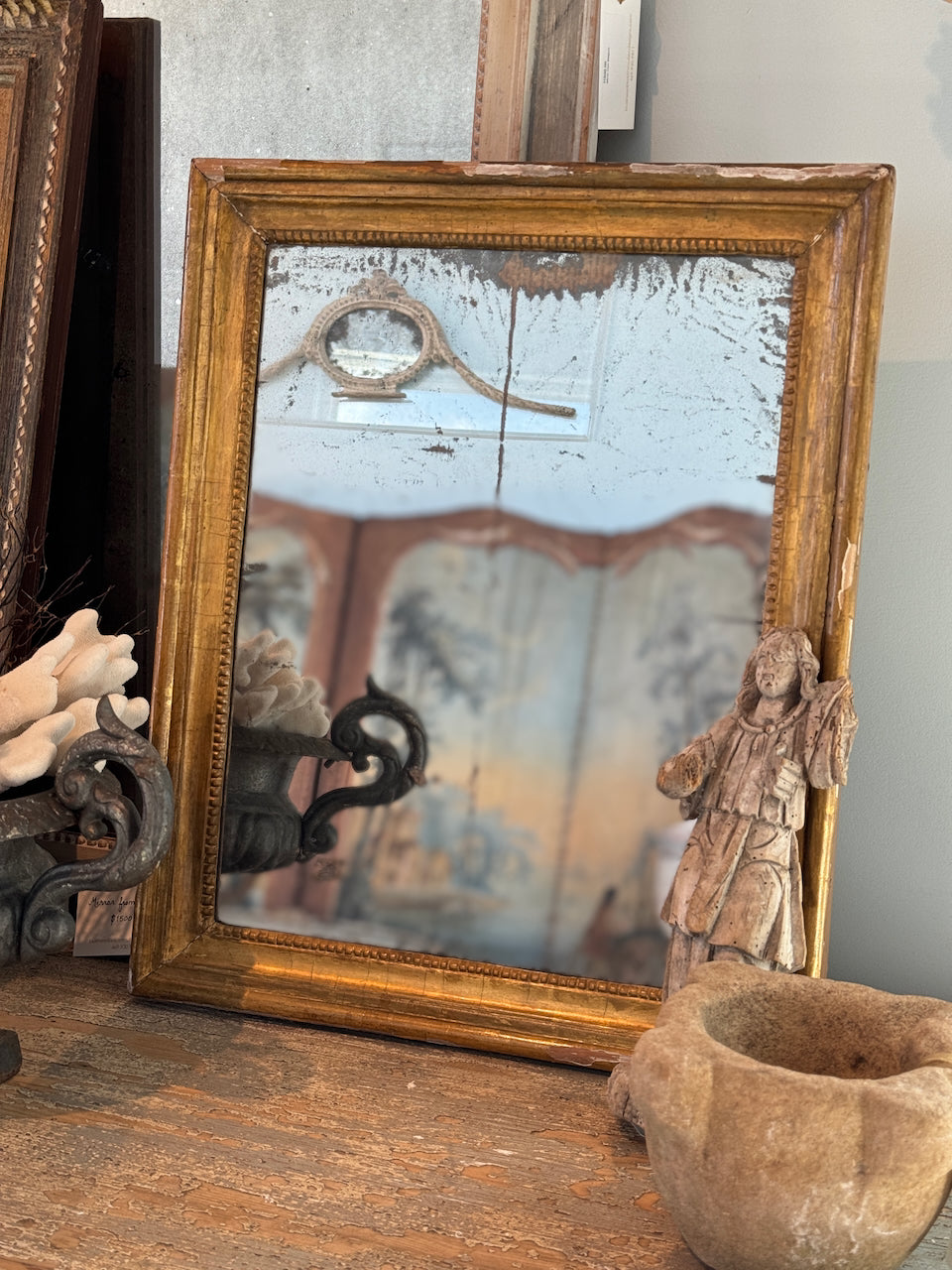 Miroir Louis XVI à filet perlé