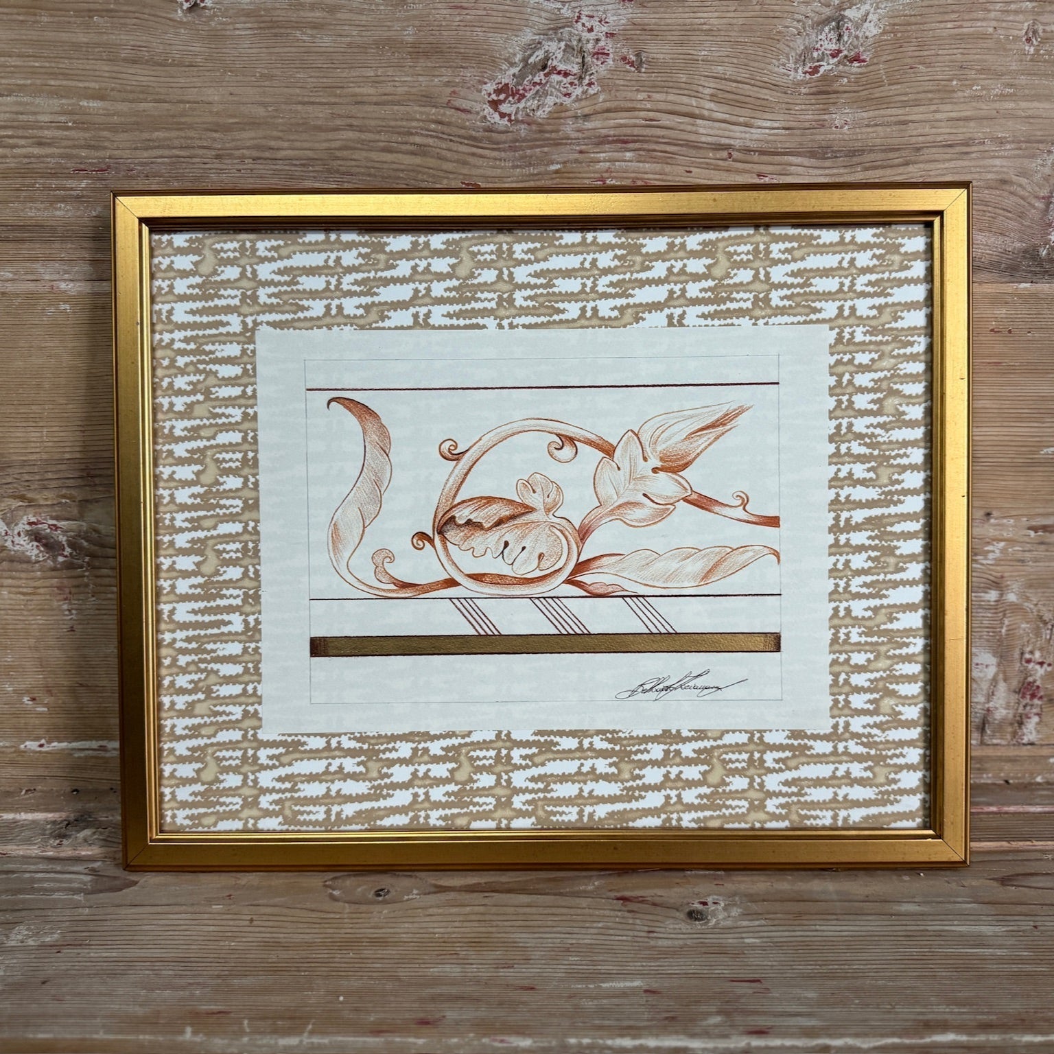 Dessin de détails architecturaux sur tapis de papier peint en osier