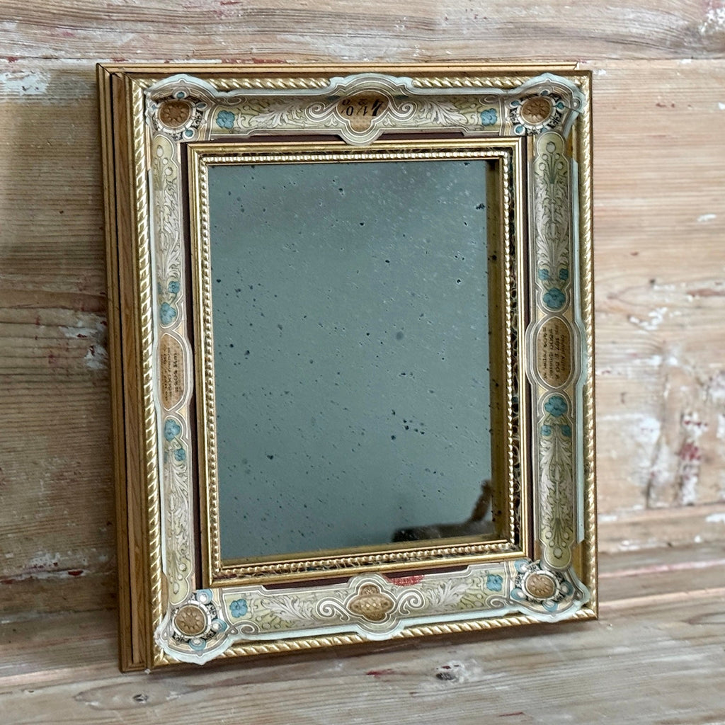 Cadre fait main avec miroir antique