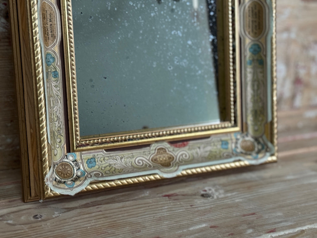 Cadre fait main avec miroir antique
