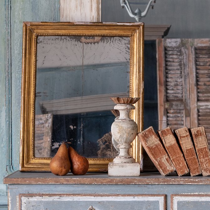 Miroir Louis XVI à filet perlé